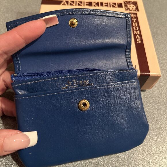 NWOT Anne Klein St. Thomas Blue Cowhide Coin Purse Wallet - Picture 3 of 6